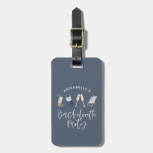 Etiqueta De Bagagem Bachelorette de coquetel feminino moderna azul
