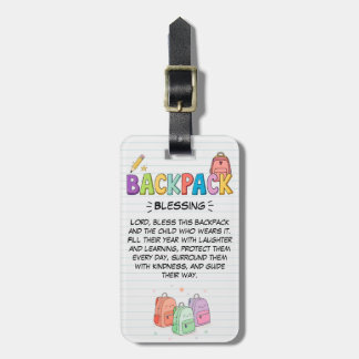 Etiqueta De Bagagem Backpack Blessing Luggage Tag for Kids