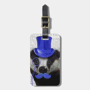 Etiqueta De Bagagem Badger com Chapéu Azul e bigode