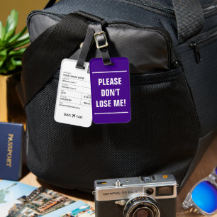 Etiqueta De Bagagem BAG TAG - Por favor, não me perder!