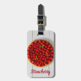 Etiqueta De Bagagem Bagaço de morango com hortelã em madeira branca