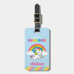 Etiqueta De Bagagem Bagagem Colorida de Garota Coxa Unicorn Rainbow