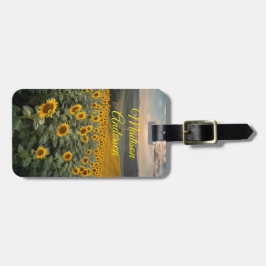 Etiqueta De Bagagem Bagagem Personalizada de Campo de Girassol