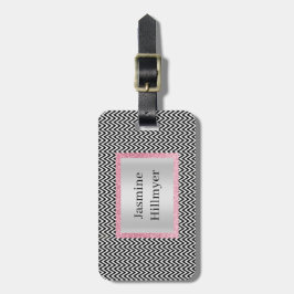 ETIQUETA DE BAGAGEM BAGAGEM PERSONALIZADA DO CHEVRON BLACK PINK GLITTE