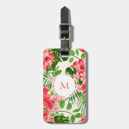 Etiqueta De Bagagem Bagagem personalizada W T do monograma da flor do