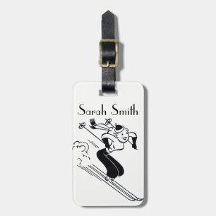 Etiqueta De Bagagem Bagagem retro Tag do vintage/do esqui da senhora