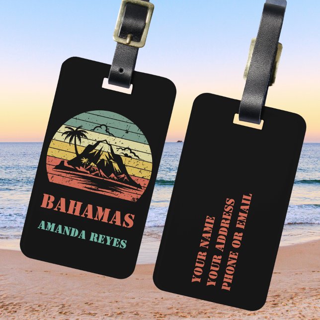 Etiqueta De Bagagem Bahamas Retro Personalizadas (Criador carregado)