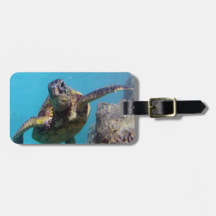 Etiqueta De Bagagem Baía de Hanauma - Tartarugas do Mar Verde do Havaí