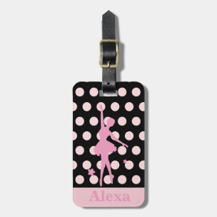 Etiqueta De Bagagem Bailarina bonita personalizada com bolinhas