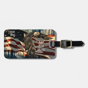 Etiqueta De Bagagem Bald Eagle American Flag Country Road Lubags Tag