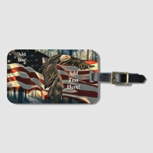 Etiqueta De Bagagem Bald Eagle American Flag Country Road Lubags Tag