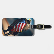 Bald Eagle Vestindo Armor Segurando Bandeira Ameri