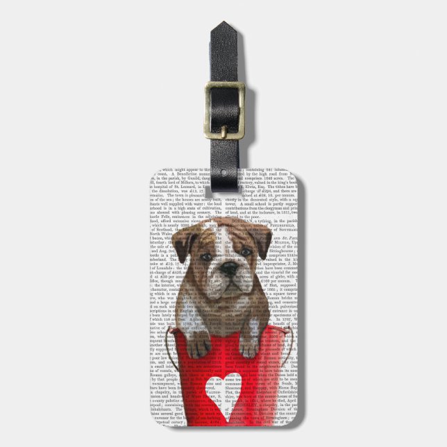 Etiqueta De Bagagem Balde De Cachorro Do Amor Vermelho (Frente Vertical)