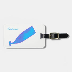 Etiqueta De Bagagem baleia azul que nada Thunder_Cove alguma cor