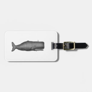 Etiqueta De Bagagem Baleia do século XIX Desenho de Vintage N