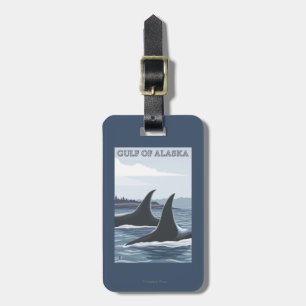 Etiqueta De Bagagem Baleias #1 da orca - o Golfo do Alasca