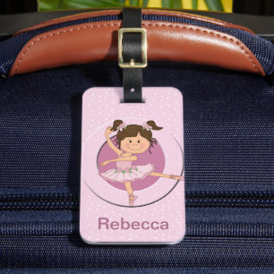 Etiqueta De Bagagem Ballerina rosa-branca personalizada