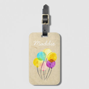 Etiqueta De Bagagem Balões coloridos de cor aquosa