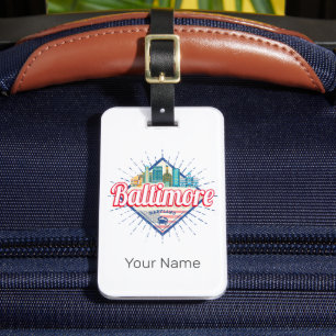 Etiqueta De Bagagem Baltimore Maryland United States Skyline Vintage