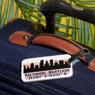 Etiqueta De Bagagem Baltimore Skyline Latitude e Longitude