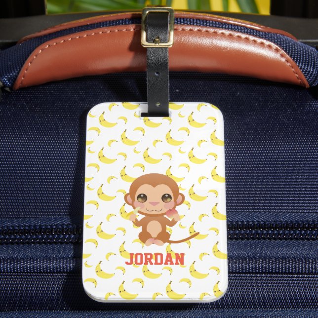 Etiqueta De Bagagem Banana Baby Monkey Parabéns (Frente Insitu 2)