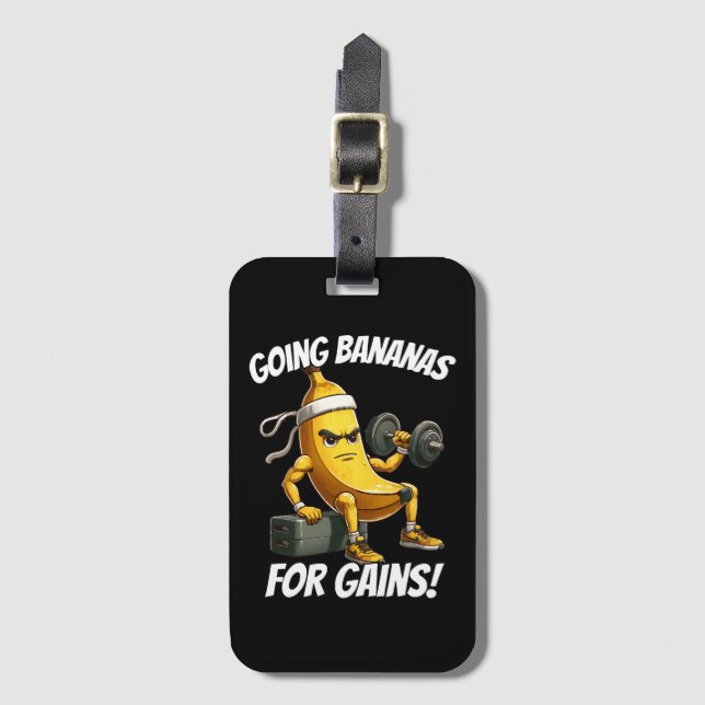 Etiqueta De Bagagem banana se exercitando (Frente Vertical)