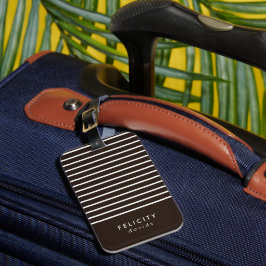 Etiqueta De Bagagem Banda horizontal monográfica castanha e branca