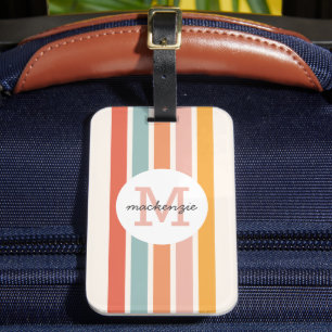 Etiqueta De Bagagem Bandas Coloridas Retroativas Monogramas Personaliz