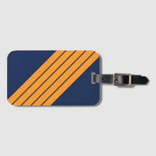 Etiqueta De Bagagem Bandas de Corrida Retroativa de Laranja Azul Strip