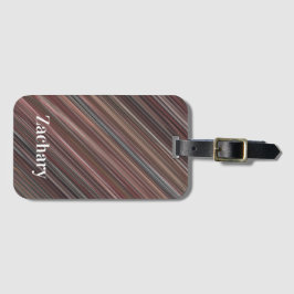 Etiqueta De Bagagem Bandas Diagonais Pretas, Marrons e Brancas