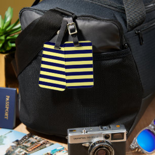 Etiqueta De Bagagem Bandas em azul-Marinho e amarelo