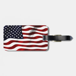 Etiqueta De Bagagem Bandeira Americana Acenando