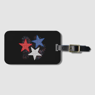 Etiqueta De Bagagem Bandeira Americana Estrelas Fogos de Artifício 4 d