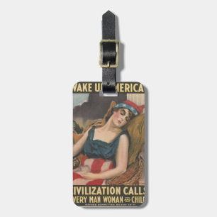 Etiqueta De Bagagem Bandeira Americana Patriótica Senhora Vintage Hist