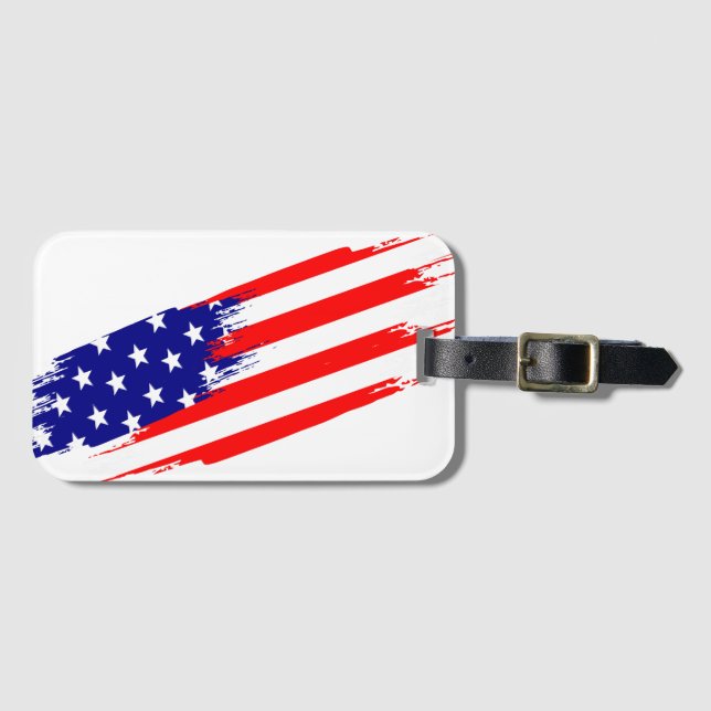 Etiqueta De Bagagem Bandeira Americana Personalizada | Etiqueta de bag (Frente Horizontal)