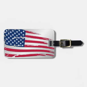 Etiqueta De Bagagem Bandeira Americana Rasgada