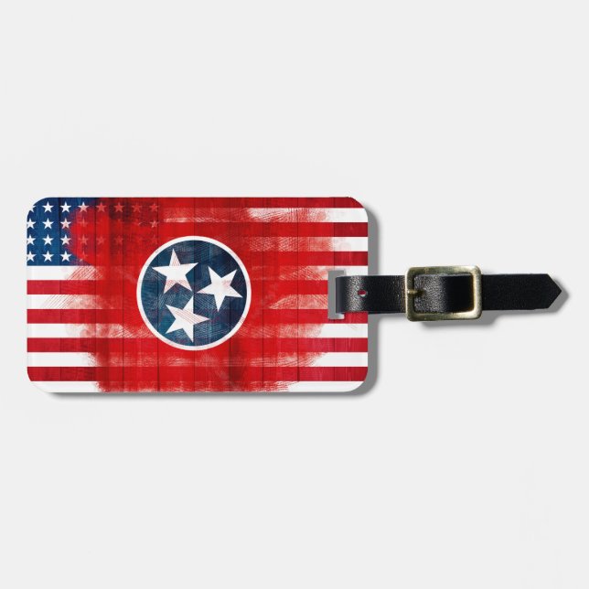 Etiqueta De Bagagem Bandeira americana rústica de Tennessean (Frente Horizontal)