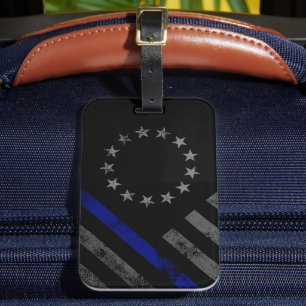 Etiqueta De Bagagem Bandeira Americana Vintage Blue Line