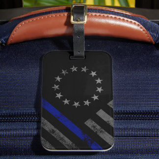 Etiqueta De Bagagem Bandeira Americana Vintage Blue Line