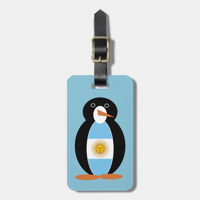 Etiqueta De Bagagem Bandeira argentina Sr. Penguin sobre Blue (Frente Vertical)