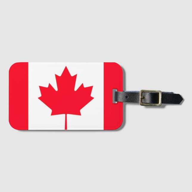 Etiqueta De Bagagem Bandeira canadense. CANADÁ.  (Frente Horizontal)