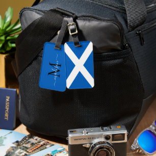 Etiqueta De Bagagem bandeira da Escócia Saltire Monograma Viagem