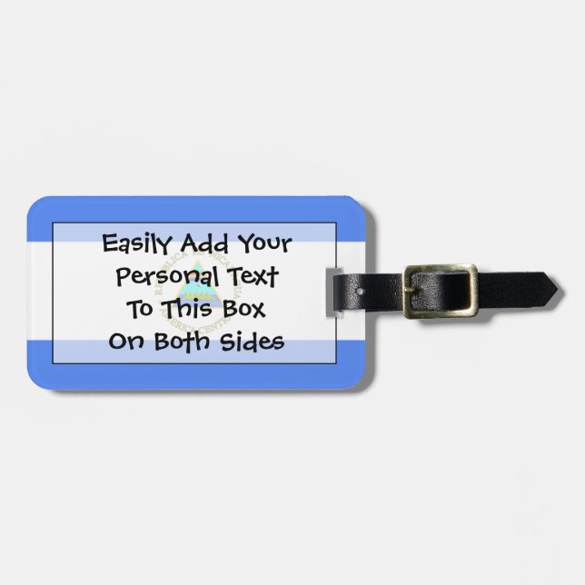 Etiqueta De Bagagem Bandeira da identificação fácil de Nicarágua (Frente Horizontal)