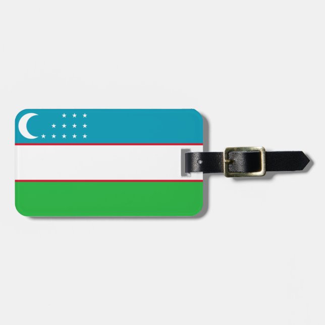 Etiqueta De Bagagem Bandeira da identificação fácil de Uzbekistan (Frente Horizontal)