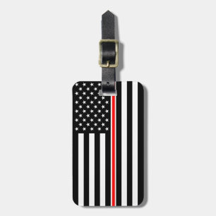 Etiqueta De Bagagem Bandeira da Linha Vermelha Fina: Memorial ao Herói