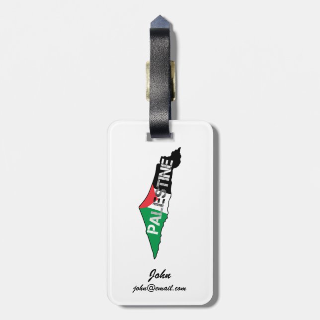 Etiqueta De Bagagem Bandeira da Palestina Livre no Mapa Palestino (Traseira Vertical)