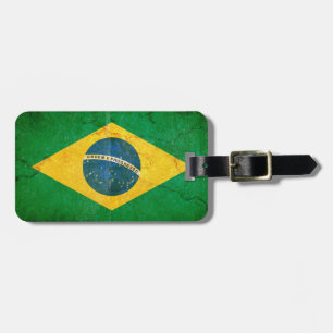 Etiqueta De Bagagem Bandeira de Brasil do Grunge do vintage