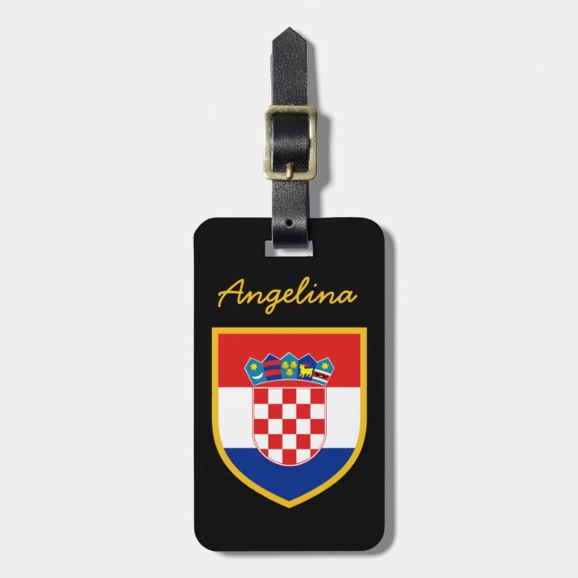 Etiqueta De Bagagem Bandeira de Croatia personalizada (Frente Vertical)