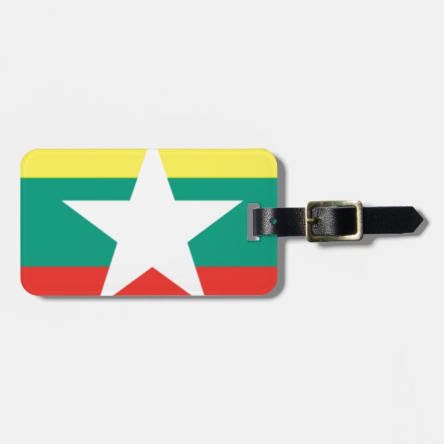 Etiqueta De Bagagem Bandeira de Myanmar (Burma) (Frente Horizontal)