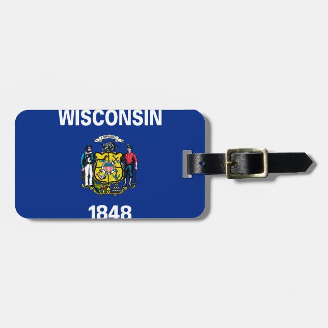 Etiqueta De Bagagem Bandeira de Wisconsin (Frente Horizontal)